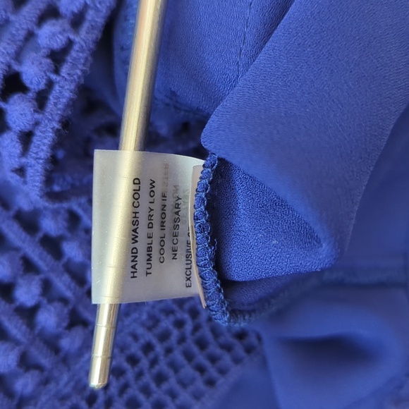 BRIXON IVY Cobalt Blue Crochet Overlay Blouse Size Medium - Picture 7 of 12